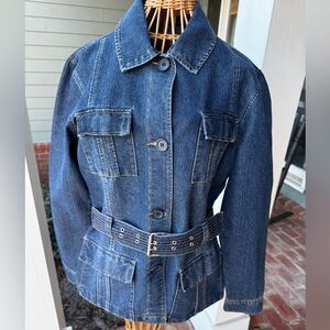 Y2K Zena Jeans Belted Denim Jacket – Size L (Late 90s / Early 2000s)